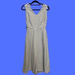 Kate Spade Dresses | Broome Street Navy & White Stripe Tie Back Midi A-Line